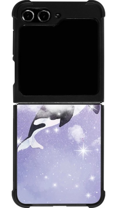Samsung Galaxy Z Flip5 Case Hülle - Silikon schwarz Whale in sparking stars