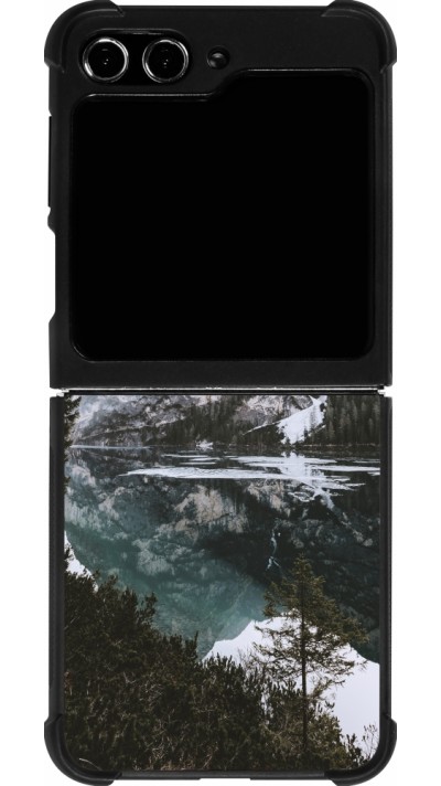 Samsung Galaxy Z Flip5 Case Hülle - Silikon schwarz Winter 22 snowy mountain and lake