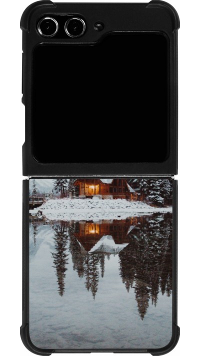 Samsung Galaxy Z Flip5 Case Hülle - Silikon schwarz Winter 25 Winter house forest afternoon