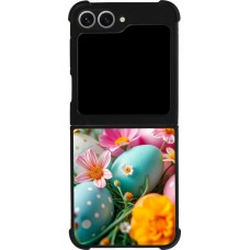Samsung Galaxy Z Flip6 Case Hülle - Silikon schwarz Easter 2026 Eggs with flowers