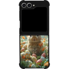 Samsung Galaxy Z Flip6 Case Hülle - Silikon schwarz Easter 2026 Rabbit in the garden