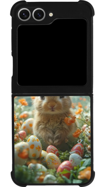 Samsung Galaxy Z Flip6 Case Hülle - Silikon schwarz Easter 2026 Rabbit in the garden