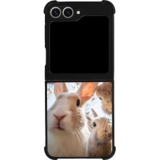 Samsung Galaxy Z Flip6 Case Hülle - Silikon schwarz Easter 2026 Rabbits