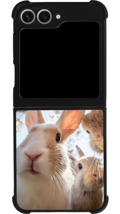 Samsung Galaxy Z Flip6 Case Hülle - Silikon schwarz Easter 2026 Rabbits