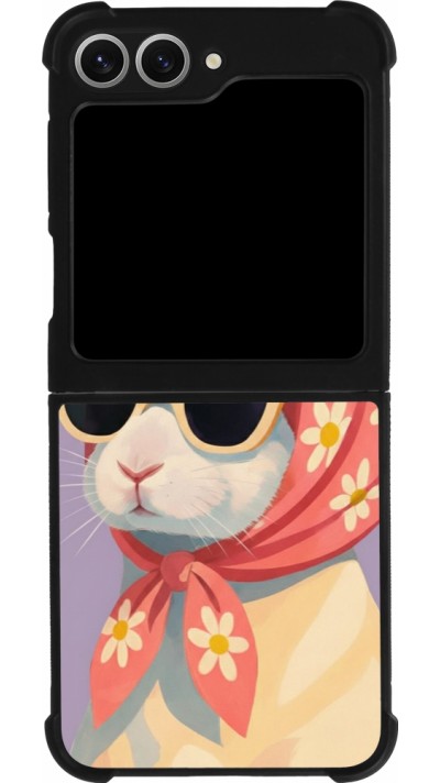 Samsung Galaxy Z Flip6 Case Hülle - Silikon schwarz Easter 2026 Rabbit with scarf