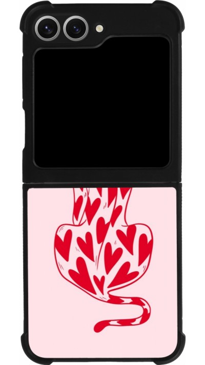 Samsung Galaxy Z Flip6 Case Hülle - Silikon schwarz Leopard with hearts 2026