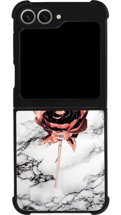 Samsung Galaxy Z Flip6 Case Hülle - Silikon schwarz Marble Rose Gold