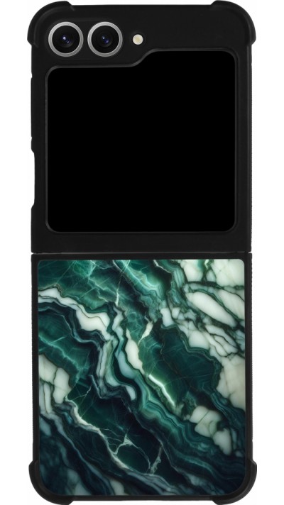 Samsung Galaxy Z Flip6 Case Hülle - Silikon schwarz Majestätischer grüner Marmor