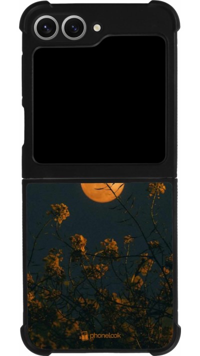 Samsung Galaxy Z Flip6 Case Hülle - Silikon schwarz Moon Flowers