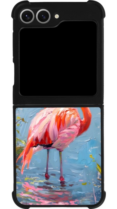 Samsung Galaxy Z Flip6 Case Hülle - Silikon schwarz Paint Flamingo