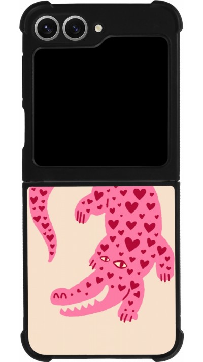 Samsung Galaxy Z Flip6 Case Hülle - Silikon schwarz Pink crocodile 2026