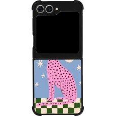 Samsung Galaxy Z Flip6 Case Hülle - Silikon schwarz Pink leopard with stars 2026