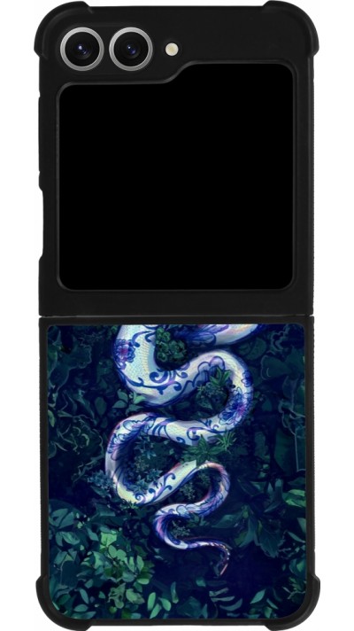 Samsung Galaxy Z Flip6 Case Hülle - Silikon schwarz Snake Blue Anaconda