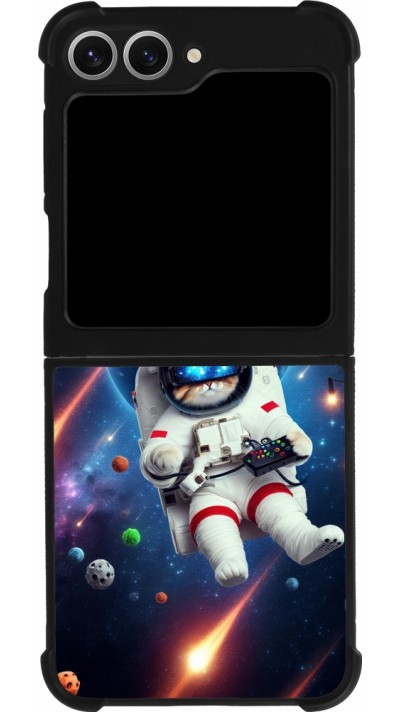 Samsung Galaxy Z Flip6 Case Hülle - Silikon schwarz VR SpaceCat Odyssee