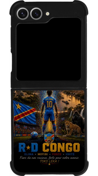 Samsung Galaxy Z Flip6 Case Hülle - Silikon schwarz Fussball Demokratische Republik Kongo splash 2026