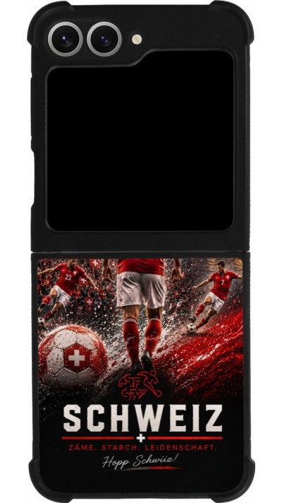 Samsung Galaxy Z Flip6 Case Hülle - Silikon schwarz Fussball Schweiz splash 2026