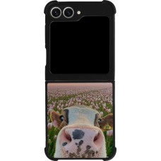 Samsung Galaxy Z Flip6 Case Hülle - Silikon schwarz Cow with tulips Spring 2026