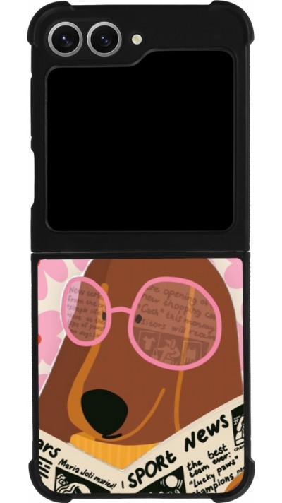 Samsung Galaxy Z Flip6 Case Hülle - Silikon schwarz Dog with newspaper 2026