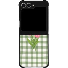 Samsung Galaxy Z Flip6 Case Hülle - Silikon schwarz Green vichy tulips 2026