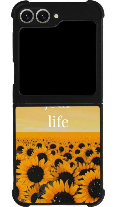 Samsung Galaxy Z Flip6 Case Hülle - Silikon schwarz Summer 2025 Enjoy your life