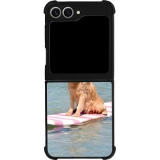 Samsung Galaxy Z Flip6 Case Hülle - Silikon schwarz Summer Dog on Paddle