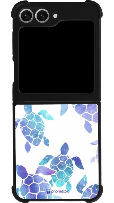 Samsung Galaxy Z Flip6 Case Hülle - Silikon schwarz Turtles pattern watercolor