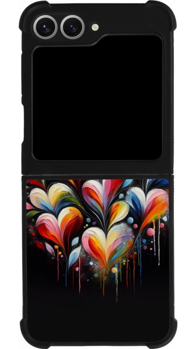 Samsung Galaxy Z Flip6 Case Hülle - Silikon schwarz Valentin 2024 Schwarzes Herz Abstrakt