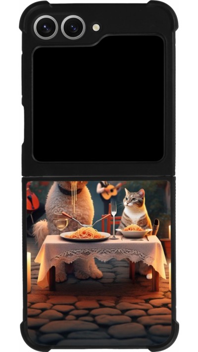 Samsung Galaxy Z Flip6 Case Hülle - Silikon schwarz Valentin 2024 Hund & Katze Kerzenlicht