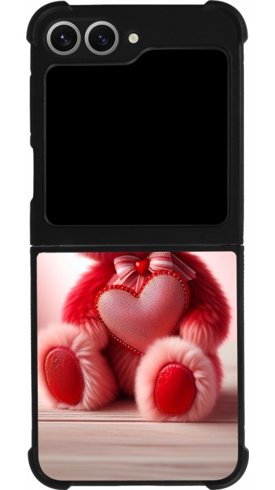 Samsung Galaxy Z Flip6 Case Hülle - Silikon schwarz Valentin 2024 Rosaroter Teddybär