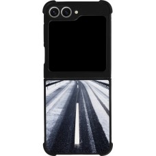 Samsung Galaxy Z Flip6 Case Hülle - Silikon schwarz Winter 22 Snowy Road