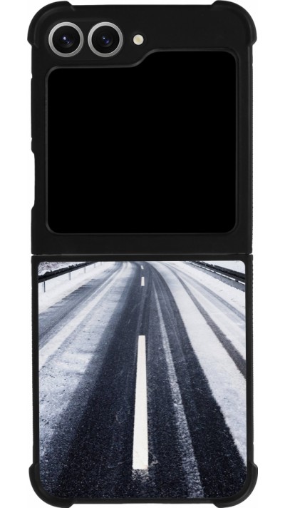Samsung Galaxy Z Flip6 Case Hülle - Silikon schwarz Winter 22 Snowy Road
