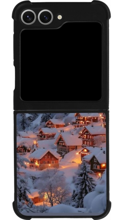 Samsung Galaxy Z Flip6 Case Hülle - Silikon schwarz Winter 25 Winter snowy village