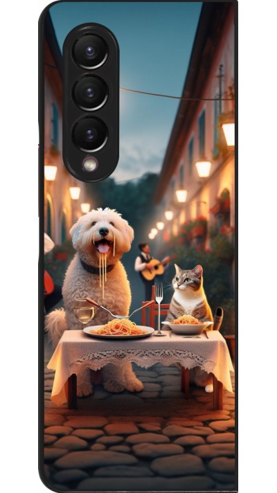 Samsung Galaxy Z Fold3 5G Case Hülle - Valentin 2024 Hund & Katze Kerzenlicht