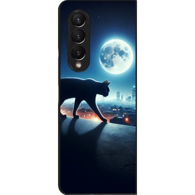 Samsung Galaxy Z Fold4 Case Hülle - Schwarze Katze unter dem Vollmond
