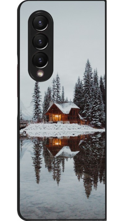 Samsung Galaxy Z Fold4 Case Hülle - Winter 25 Winter house forest afternoon