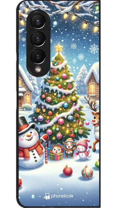 Samsung Galaxy Z Fold4 Case Hülle - Weihnachten 2023 Schneemann und Tannenbaum