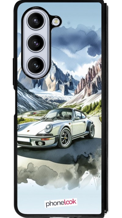 Samsung Galaxy Z Fold5 Case Hülle - Silikon schwarz Porsche 911 Berg Aquarell
