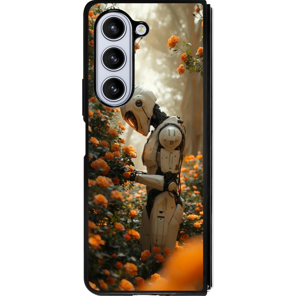 Samsung Galaxy Z Fold5 Case Hülle - Silikon schwarz Astronaut flowers 2025