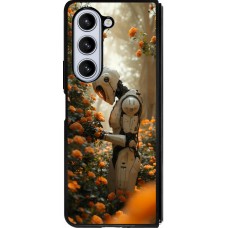 Samsung Galaxy Z Fold5 Case Hülle - Silikon schwarz Astronaut flowers 2025