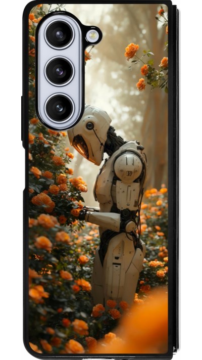 Coque Samsung Galaxy Z Fold5 - Silicone rigide noir Astronaut flowers 2025