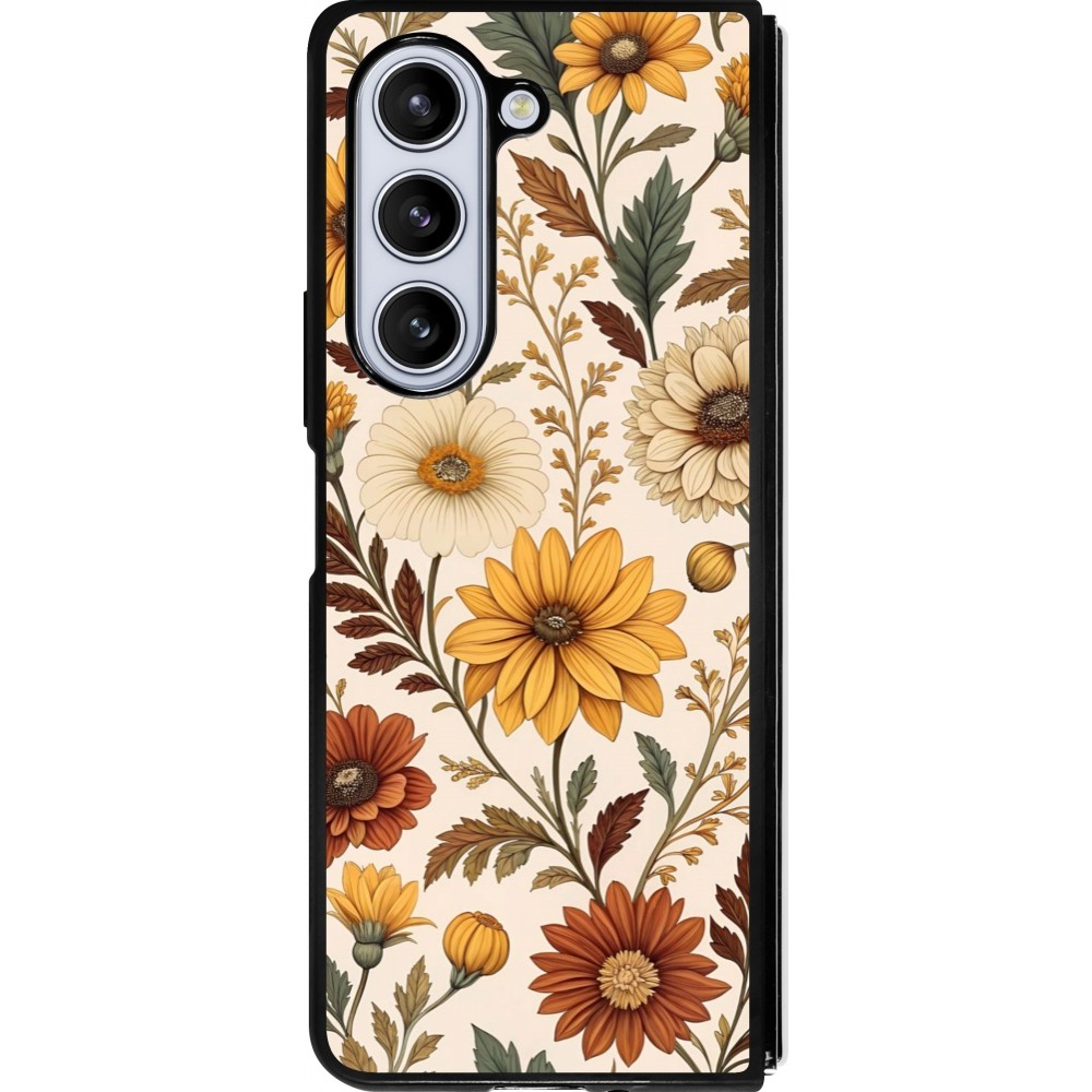 Samsung Galaxy Z Fold5 Case Hülle - Silikon schwarz Autumn 25 Flower pattern