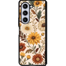 Samsung Galaxy Z Fold5 Case Hülle - Silikon schwarz Autumn 25 Flower pattern