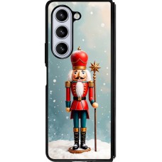 Coque Samsung Galaxy Z Fold5 - Silicone rigide noir Christmas 25 Nutcracker Snow