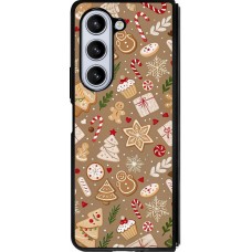 Coque Samsung Galaxy Z Fold5 - Silicone rigide noir Christmas 25 Pattern Ginger Cookie