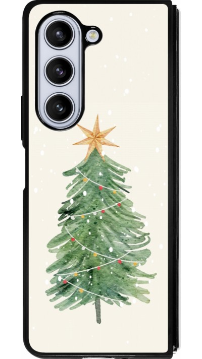 Samsung Galaxy Z Fold5 Case Hülle - Silikon schwarz Christmas 25 Sketch Tree