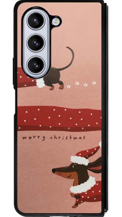 Samsung Galaxy Z Fold5 Case Hülle - Silikon schwarz Christmas 25 Teckel Merry Xmas