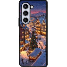 Coque Samsung Galaxy Z Fold5 - Silicone rigide noir Christmas 25 Xmas Village