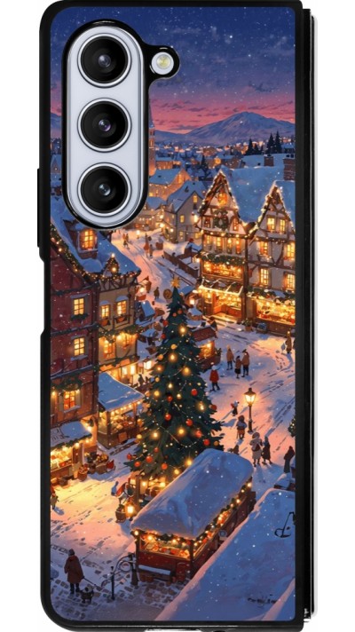 Samsung Galaxy Z Fold5 Case Hülle - Silikon schwarz Christmas 25 Xmas Village