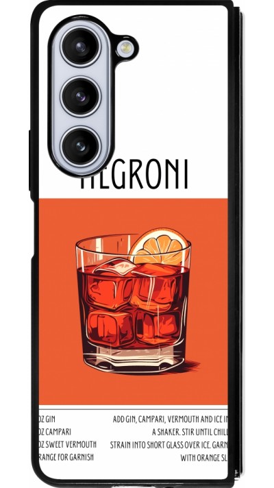 Coque Samsung Galaxy Z Fold5 - Silicone rigide noir Cocktail recette Negroni