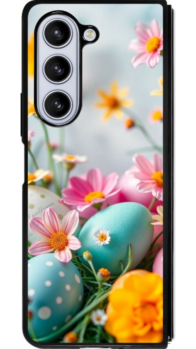 Samsung Galaxy Z Fold5 Case Hülle - Silikon schwarz Easter 2026 Eggs with flowers